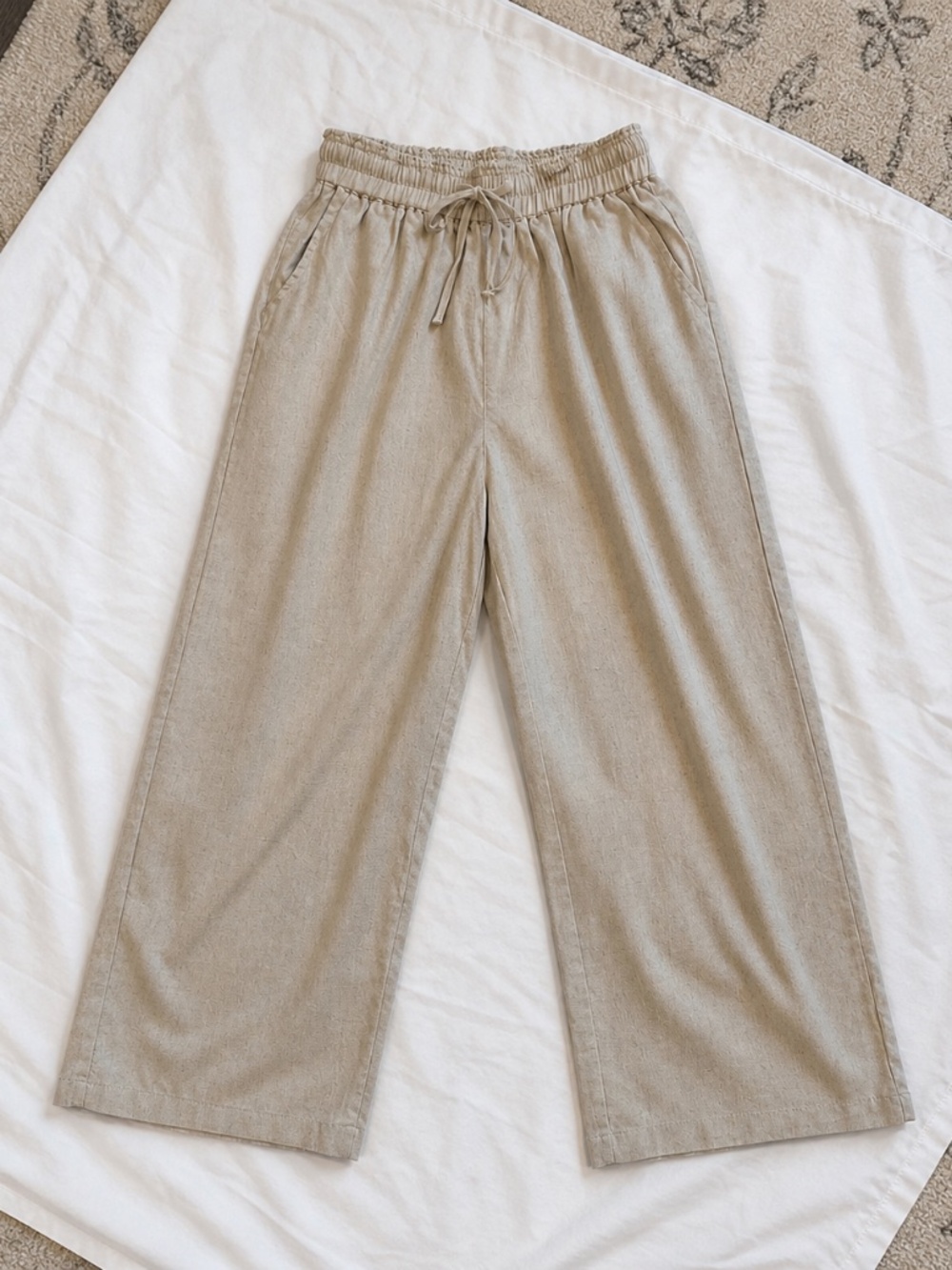 MUMIANZIU Beige Linen Casual Pants – Size L